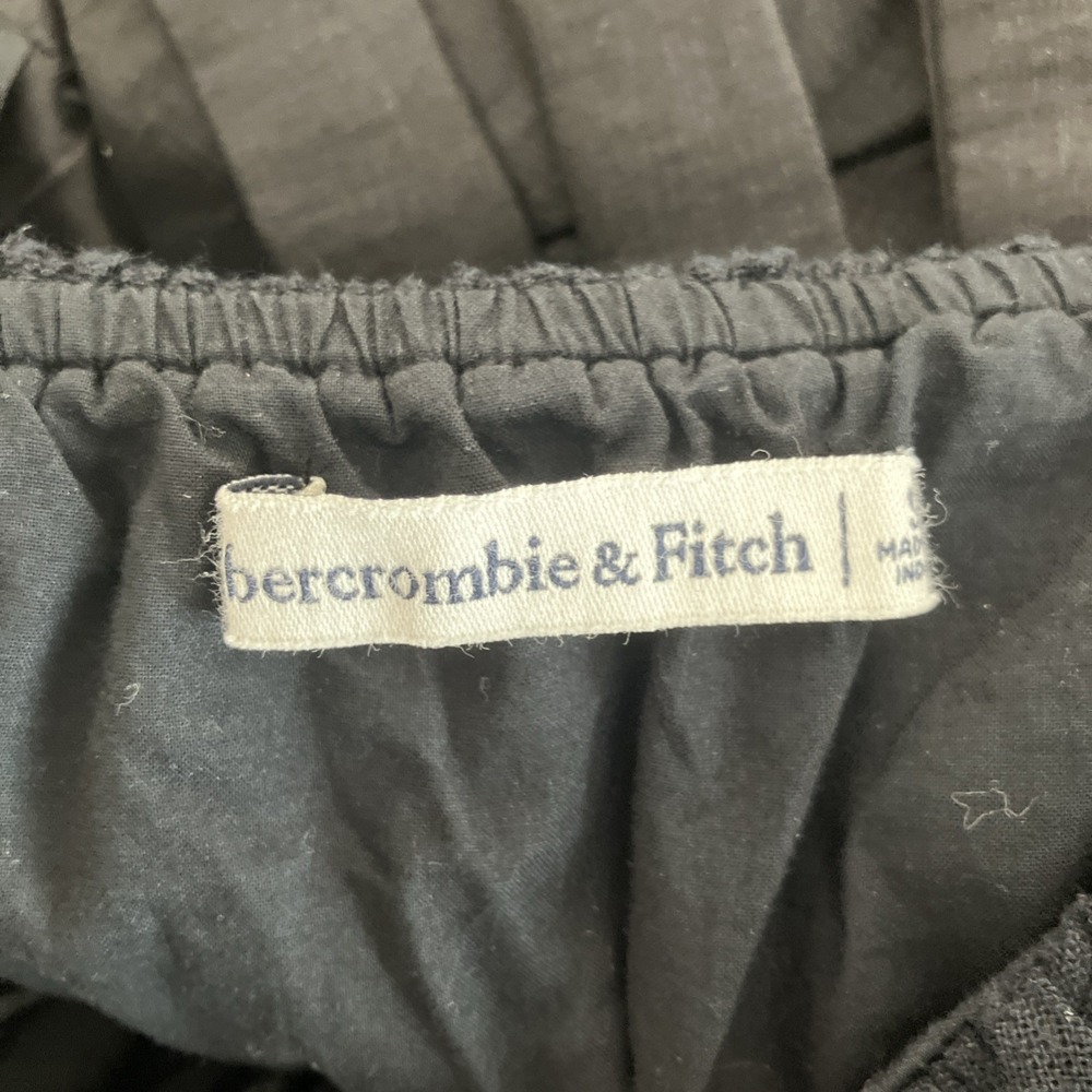 Abercrombie & Fitch Linen Blend Dress Small Black Baby Doll Costal Closet Staple - Picture 7 of 8